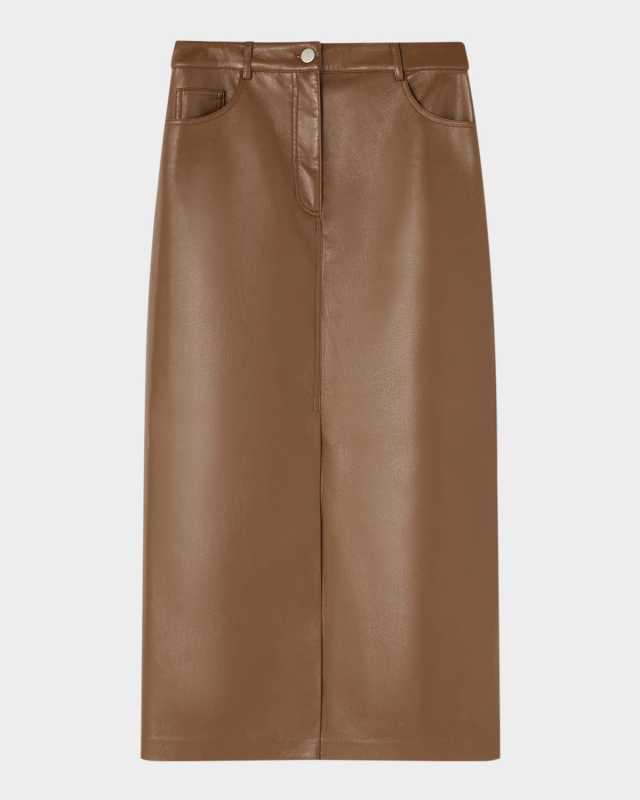 Hardy Faux Leather Midi Pencil Skirt